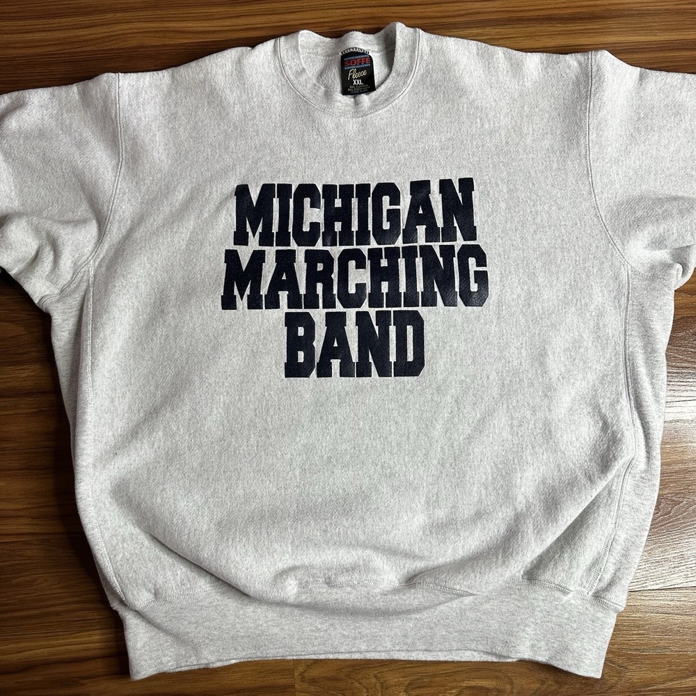 Vintage University Michigan Marching Band Crewneck Sweatshirt Mens XXL Gray 90s - Picture 2 of 11